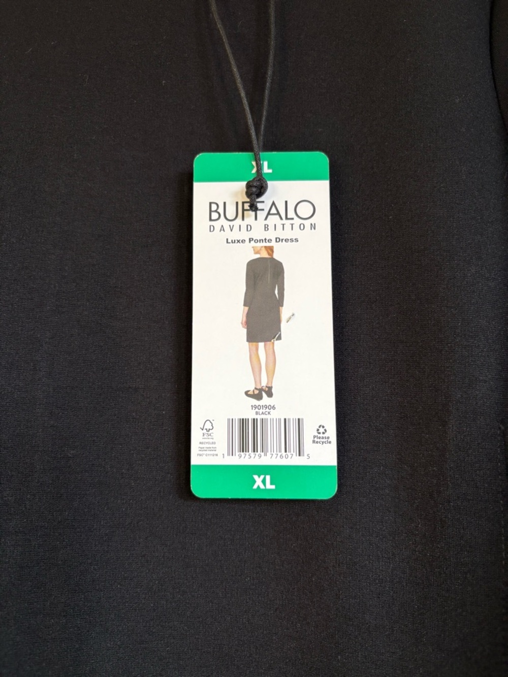 Buffalo David Bitton Luxe Ponte Long Sleeve Sheath Dress Black Sz XL NWT - Picture 7 of 8